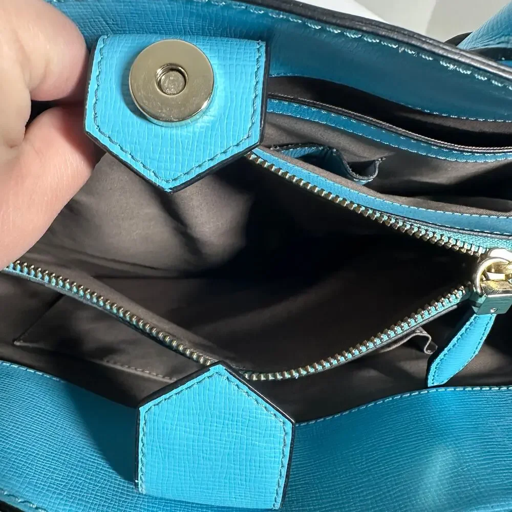 LK Bennett Women's Light Blue Handle Tote Bag Purse Spring